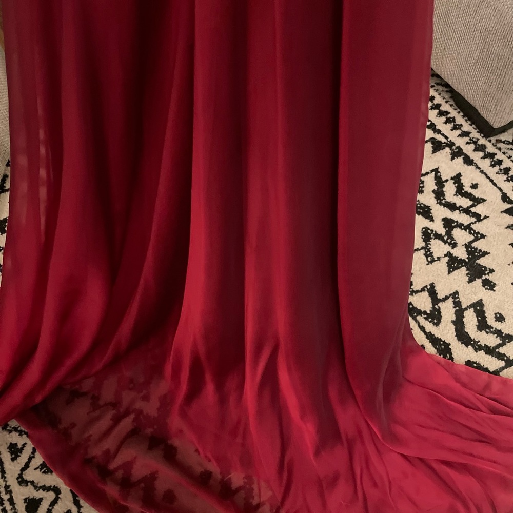 Red flowy prom dress